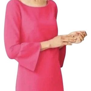 Talbots Magenta Pink Flounce Ruffle Bell Sleeve Shift Dress 8